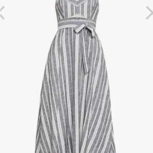 BCBGMaxAzria Gray and White Striped Maxi Dress